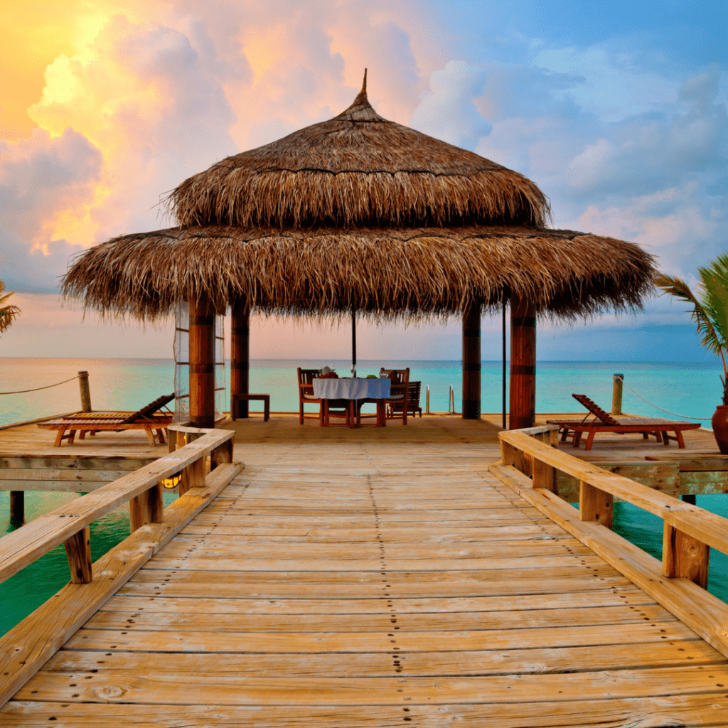 Pasarela hacia la playa paradisíaca en las Maldivas - Japon Tierra de Shogun: